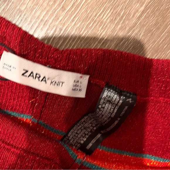 ZARA Trousers SHIMMERY Thread STRIPED KNIT Special Edition L Pants Disco… - Picture 7 of 11